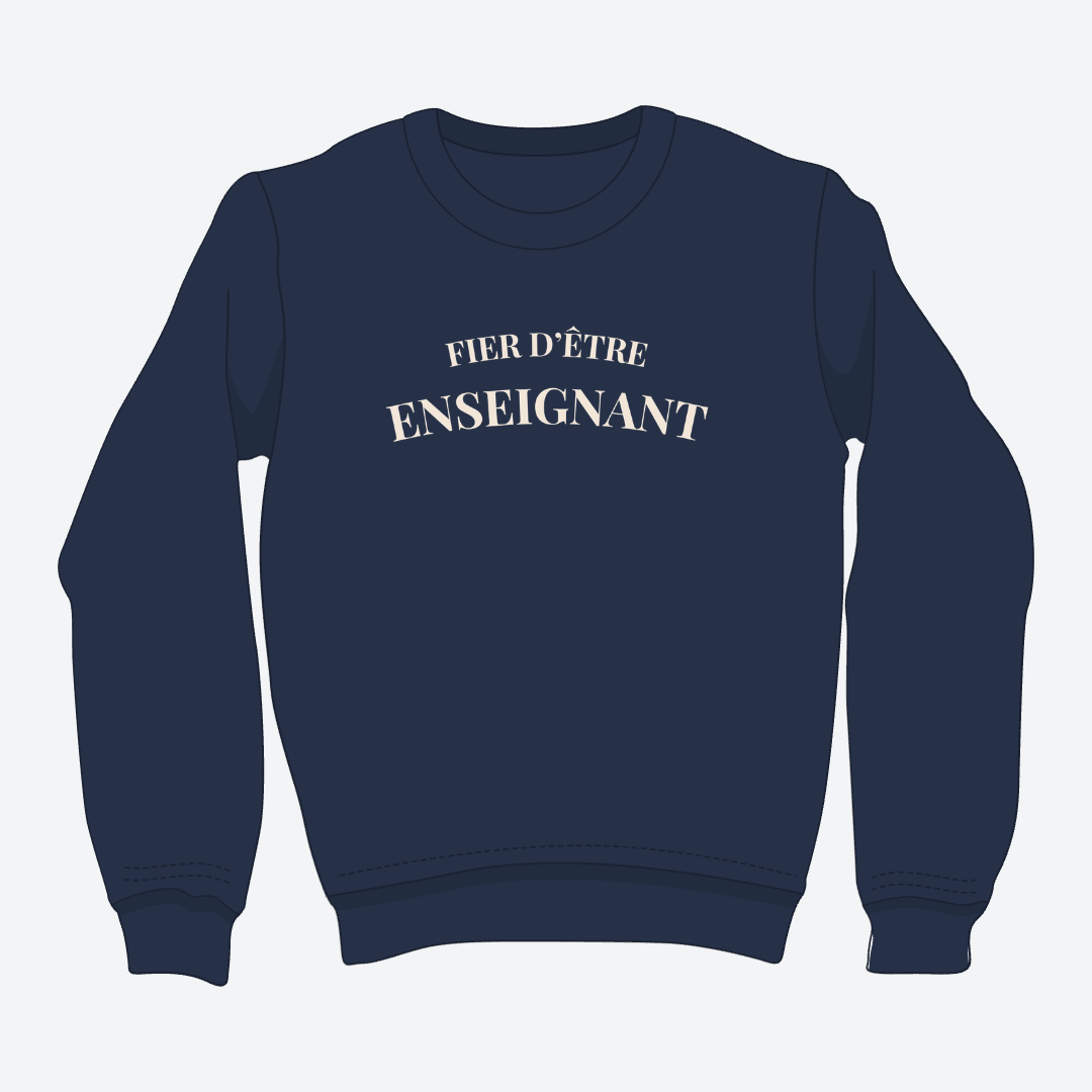 Crewneck bleu marin avec écriture fière d'être enseignant